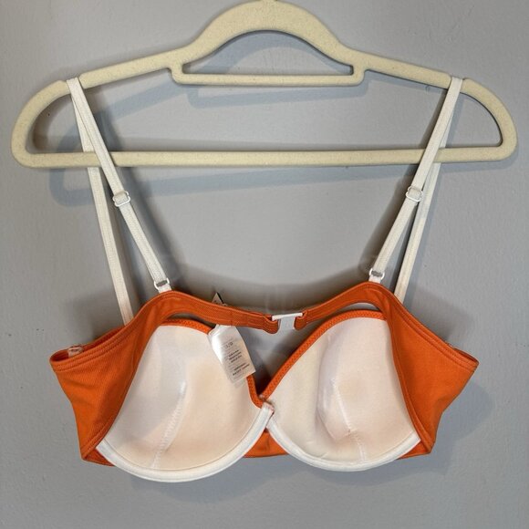 Onia Bikini Swim Top Large Orange White Bathing Suit - Picture 2 of 4